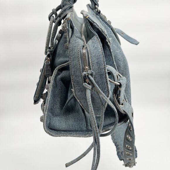AUTHENTIC BALENCIAGA Neo Cagole City Handbag Denim Rhinestone Bag 2023 - Picture 9 of 12